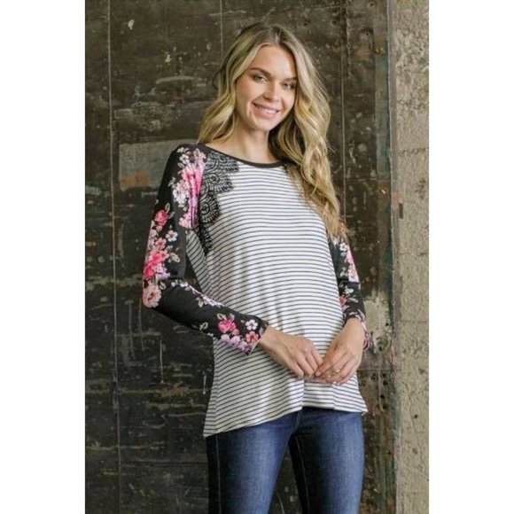 Eldridge Tops - Eldridge Floral & Striped Top